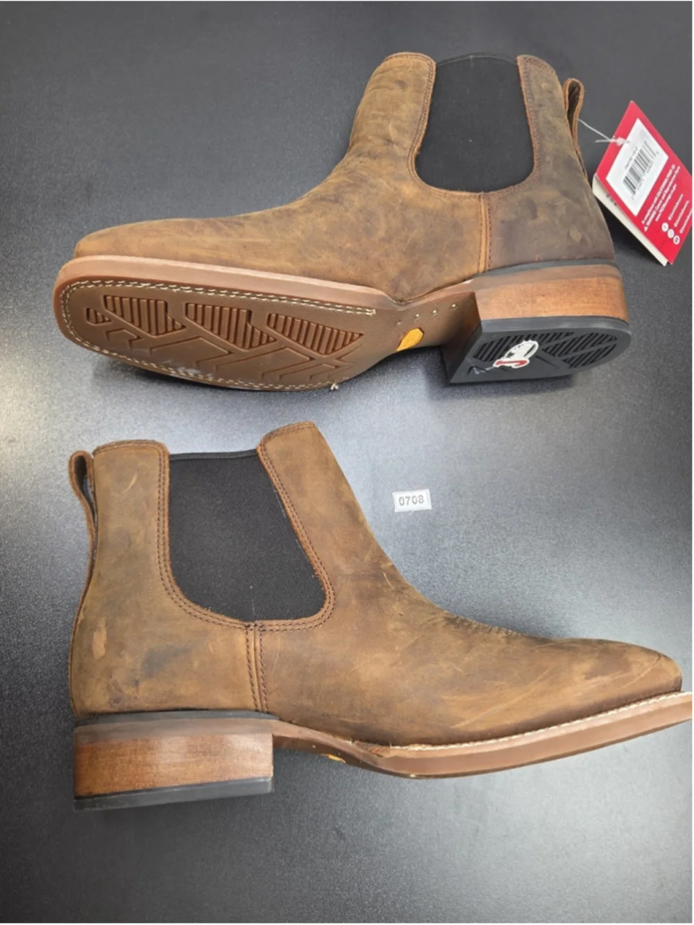 Justin FN4150 Men’s Chelsea Western Boots Brown Leather Slip On Size 11D NWT 708